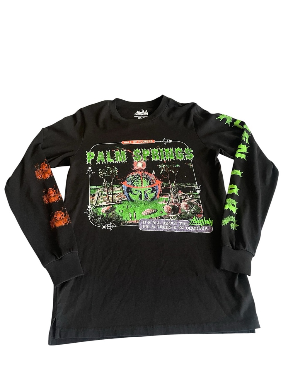 Alien Labs Hall of Flowers Palm Springs Long Sleeve Black Graphic Print Size S